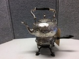 SILVER PLATED TEAPOT ON STAND