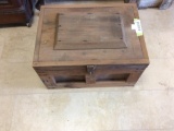 OLD WOOD CHEST WITH TOOLS