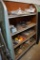 VINTAGE METAL AND WOOD SHELF UNIT