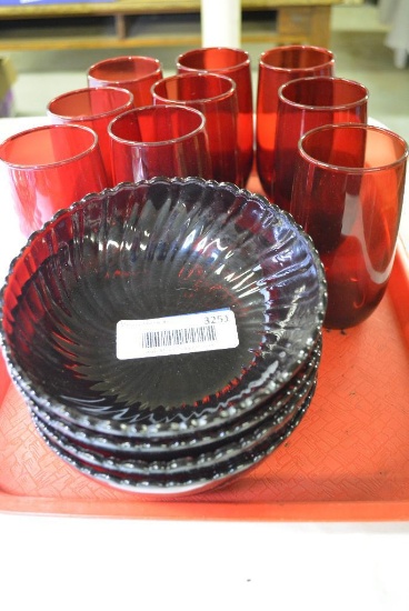 LOT OF VINTAGE RUBY RED GLASS