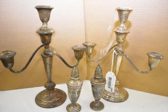LOT W/ STERLING CANDLE HOLDERS