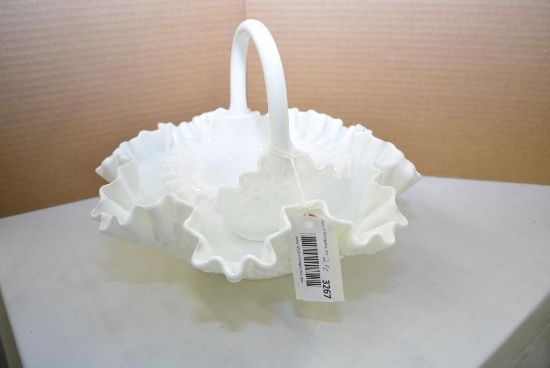 HOBNAIL MILK GLASS LOT W/ FENTON BOWL