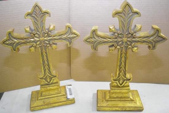 PAIR OF GOLD COLORED CROSSES