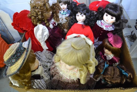 BOX LOT OF PORCELAIN DOLLS