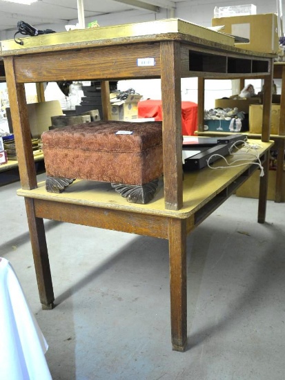 LOT OF 2 VINTAGE LIBRARY TABLES FROM LOCAL ELEMENTARY SCHOOL
