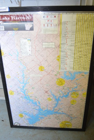 FRAMED MAP OF LAKE HARTWELL