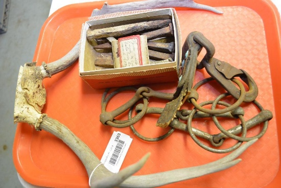 MISC LOT WITH ANTIQUE METAL SPIKES