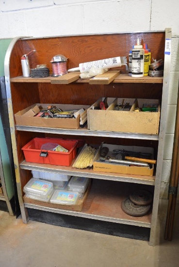 VINTAGE METAL AND WOOD SHELF UNIT