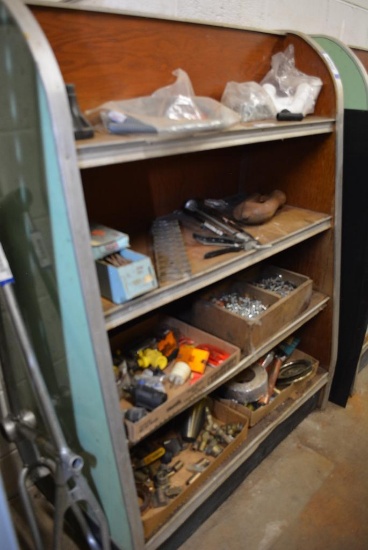VINTAGE METAL AND WOOD SHELF UNIT