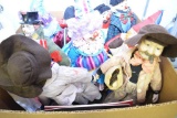 BOX LOT W/ CLOWN DOLLS AND ART WORK