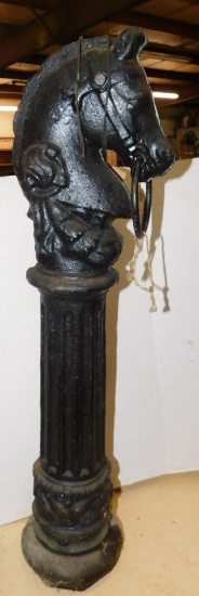 CAST IRON HORSE HEAD TIE POST, HITCHING POST