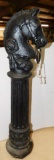 CAST IRON HORSE HEAD TIE POST, HITCHING POST