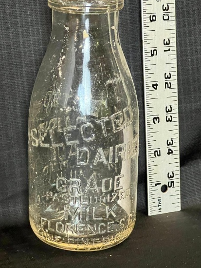 MILK BOTTLE DAIRY, SELECTED DAIRIES, 1 PT, FLORENCE, SC