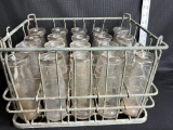 MILK BOTTLE DAIRY, 20 BOTTLES WITH 20 SLOT CARRIER, 1/2 PINT, GREENWOOD PASTEURIZING PLANT