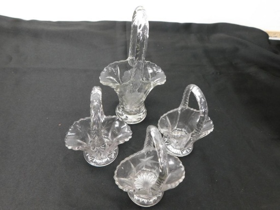 LOT OF CLEAR GLASS BASKETS