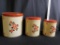 DECO WARE THREE VINTAGE KITCHEN CANISTERS