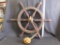 WOODEN BOAT WHEEL WITH ROPE
