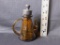 VINTAGE AMBER GLASS BOTTLE, MAY HAVE BEEN USED TO REFIL INK WELL