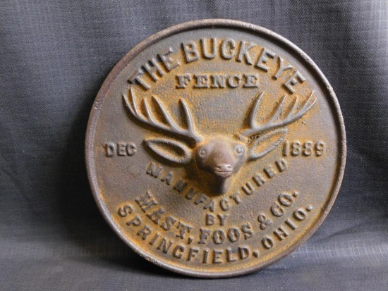 THE BUCKEYE FENCE DEAR HEAD, DEC 1889, 8.75" D