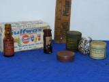 LOT OF SEVEN OLD MISC. CONTAINERS