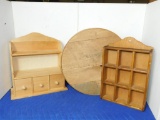 WOODEN SHELVES WITH DRAWERS, MINI SHELF, WOODEN HAT BOX