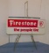FIRESTONE TIRE SIGNS (2), ON WIRE STAND, 10