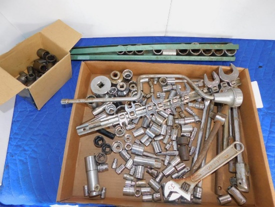LARGE LOT SOCKETS, CROWFOOT WRENCHES, ETC.
