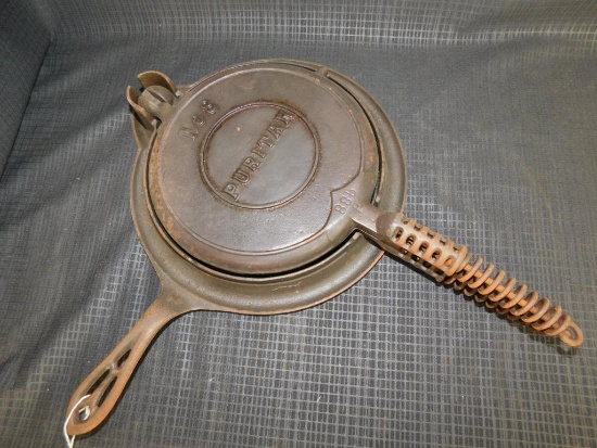 GRISWOLD NO. 8 CAST IRON WAFFLE PAN, INSIDE MARKED PURITAN 885P/OTHERS GRISWOLD NO. 6, MARK 886