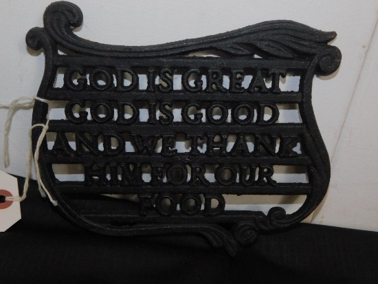 GOD IS GREAT CAST IRON TRIVET