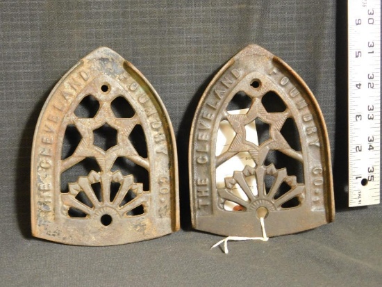 THE CLEVELAND FOUNDRY CO., CAST IRON TRIVETS (2)