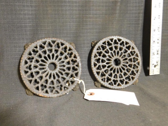 CAST IRON TRIVETS (2), NO MARKINGS, PHILADELPHIA