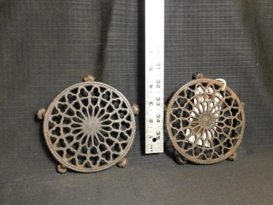 CAST IRON TRIVETS (2), NO MARKINGS