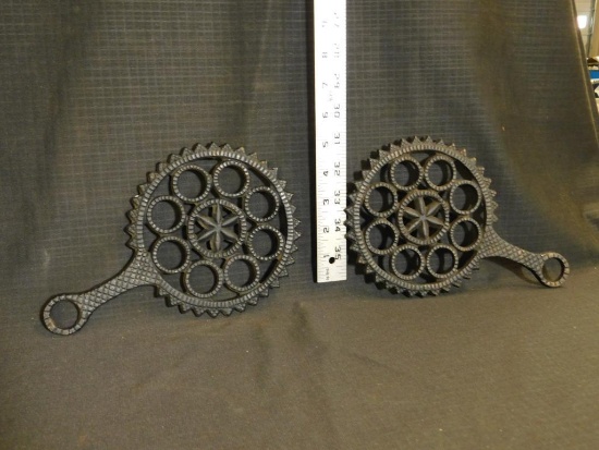 CAST IRON TRIVETS (2), J.Z.H. 1948 P, T-9HEX