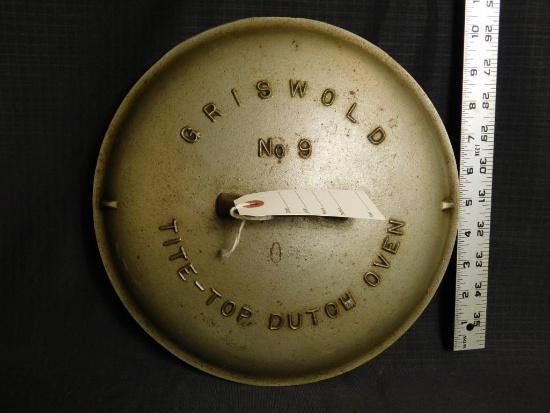 GRISWOLD CAST IRON DUTCH OVEN LID, NO. 9, #2552B