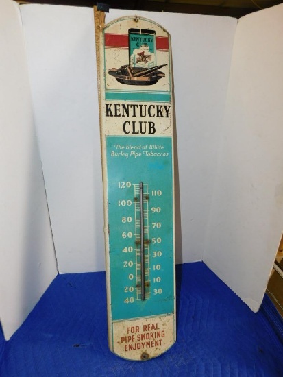 Kentucky Club Tobacco Advertising Tin Thermometer