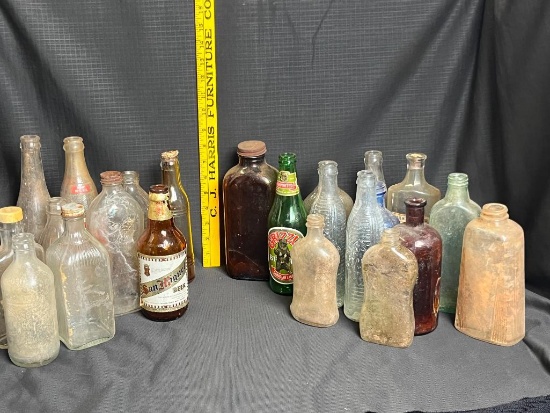 BOX LOT OLD BOTTLES