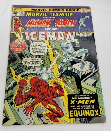 MARVEL TEAM-UP "THE NIGHT OF THE FROZEN INFERNO" VOL 1, NO 23, JULY 1974. SOME CREASE MARKS ON SPINE