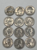 Quarters, 3-1965, 1966, 4-1967, 4-1968, AU, (12 Total)