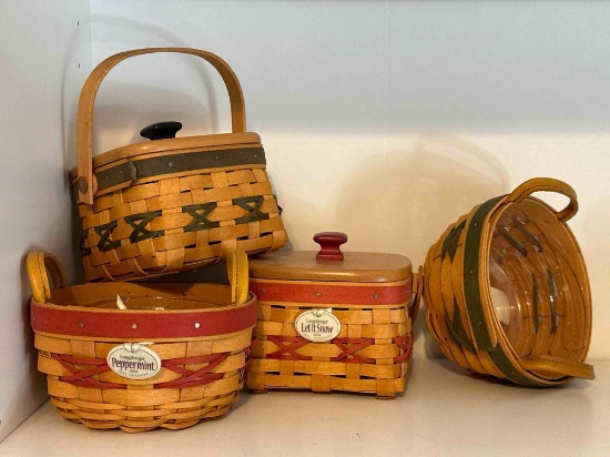 Four Longaberger Baskets-Two with Lids