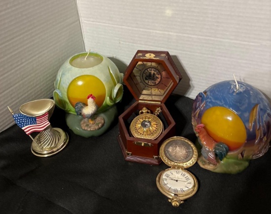 Candles. Pocket Watch, Misc. Items