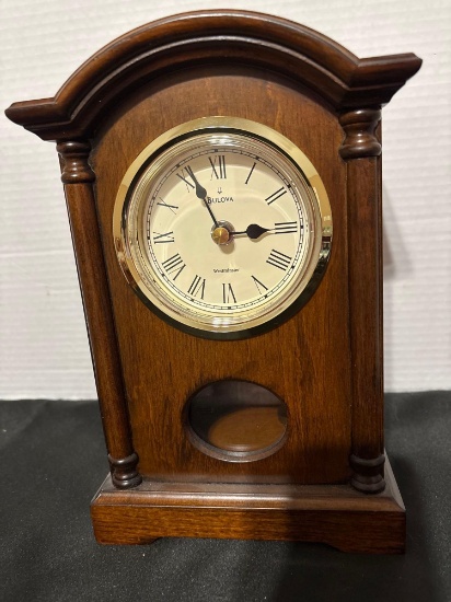 Clock, Wooden Case, Battery Operated, Bulova, Westminstre