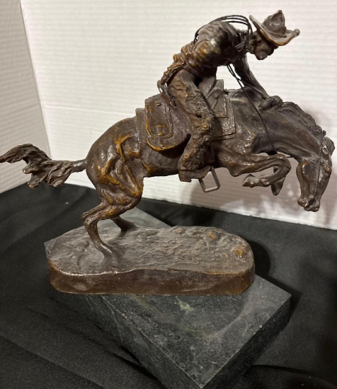 Bronze Cowboy Sculpture On marble base