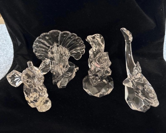 Glass Squirrel, Peacock, Elephant, Fish