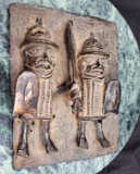 Old Benin Bronze Plaque 2.0 lbs 6.5x5.25 inches