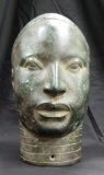 Ancient Rare Benin Bronze Oba Head 9.5-lbs, 11.5x9x6 inches