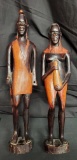 Vintage Ebony Carved Statues of the Maasai People (Kenya-Tanzania) 5-lbs, 19