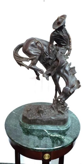 Antique American Remington Bronze Sculpture w. Provenance 24", 50-lbs