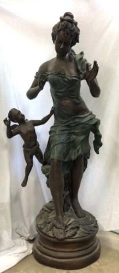 Antique French Lifesize Bronze Sculpture w. Provenance (Signed) 53", 100-lbs