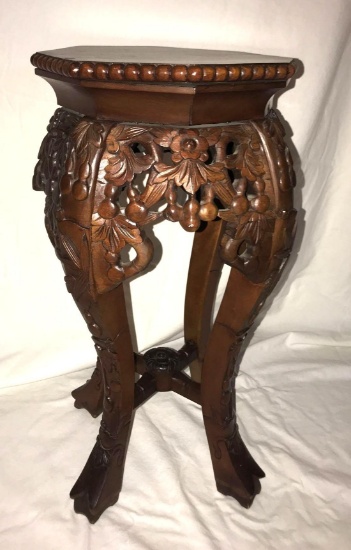 Ornately carved Rosewood Fern stand