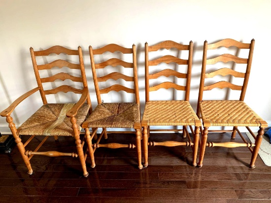 Four Antique Ladder back chairs